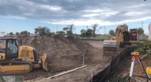 Roadway construction work on the Venice Bypass in Sarasota County, Florida.