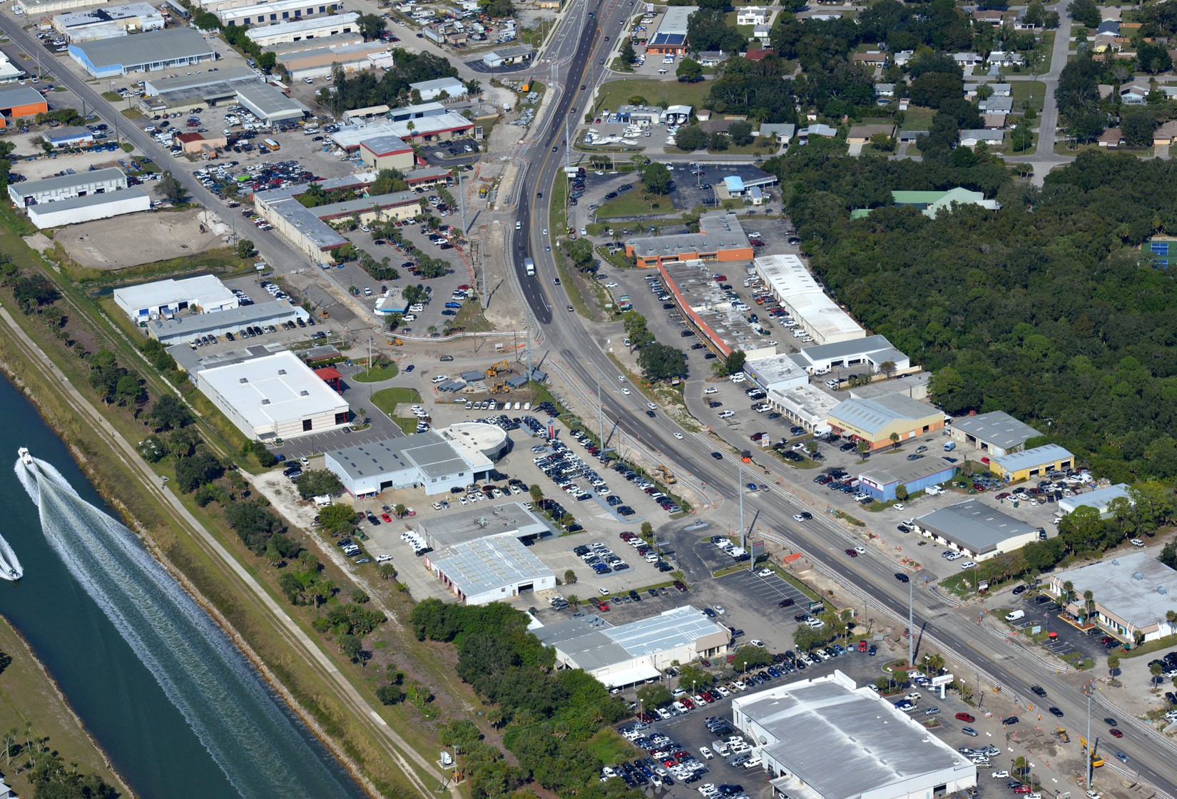 Roadway construction work on the Venice Bypass in Sarasota County, Florida.